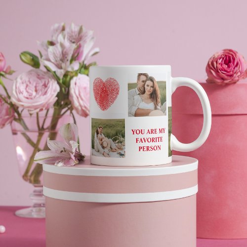  Three Collage Couple Photo  Valentines Gift Mug