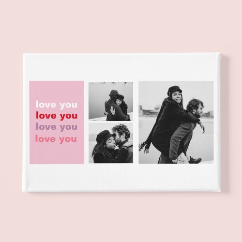  Three Collage Photo  Colorful Love You Valentine Canvas Print