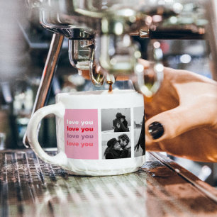  Three Collage Photo   Colorful Love You Valentine Espresso Cup