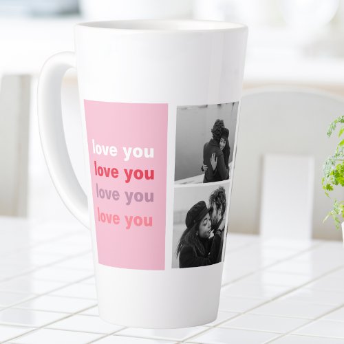  Three Collage Photo  Colorful Love You Valentine Latte Mug