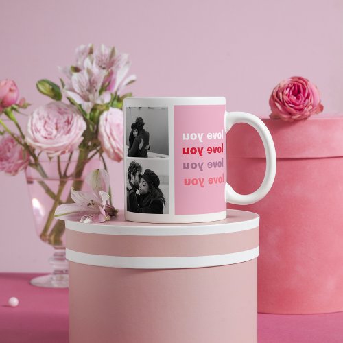  Three Collage Photo  Colorful Love You Valentine Mug