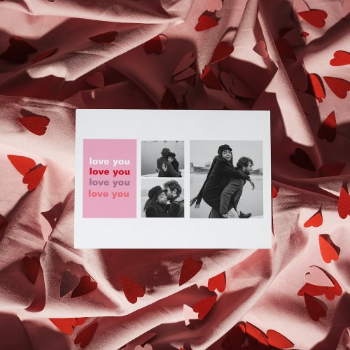  Three Collage Photo  Colorful Love You Valentine Postcard