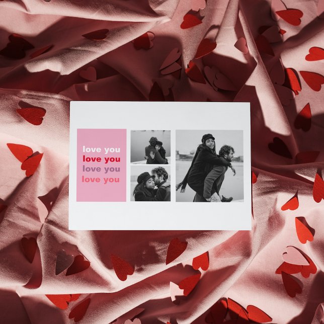  Three Collage Photo | Colorful Love You Valentine Postcard (Creator Uploaded)