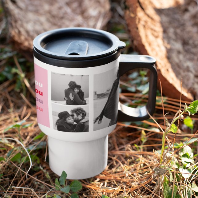  Three Collage Photo | Colorful Love You Valentine Travel Mug (Creator Uploaded)