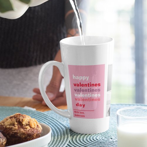  Three Collage Photo  Colorful Valentines Gift Latte Mug
