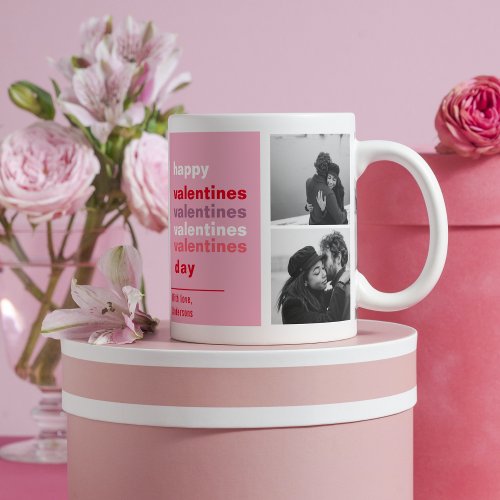  Three Collage Photo  Colorful Valentines Gift Mug