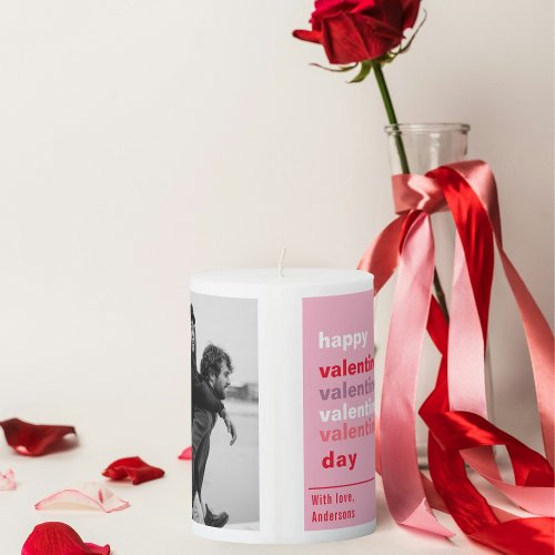  Three Collage Photo  Colorful Valentines Gift Pillar Candle