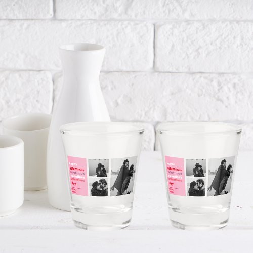  Three Collage Photo  Colorful Valentines Gift Shot Glass