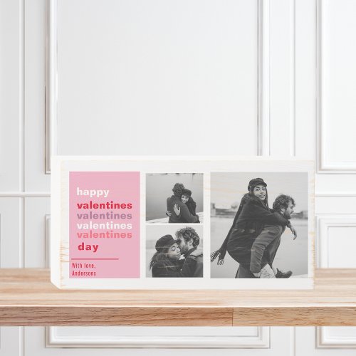  Three Collage Photo  Colorful Valentines Gift Wooden Box Sign