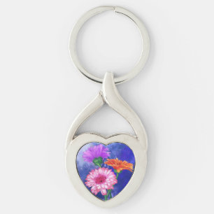 Three Color Gerbera Daisies Keychain