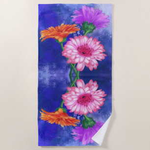 Three Color Gerberas Beach Towels