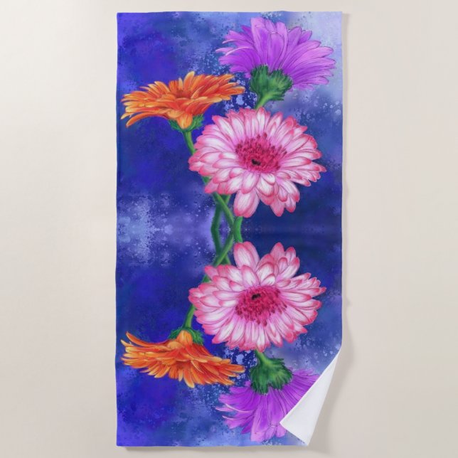 Three Color Gerberas Beach Towels (Front)