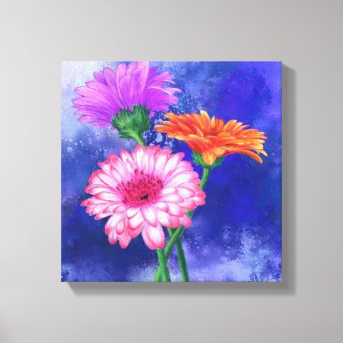 Three Color Gerberas Canvas Print _ Painting