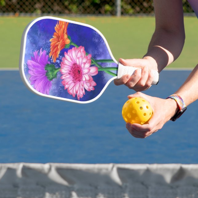 Three Color Gerberas Flower Pickleball Paddle (Insitu)