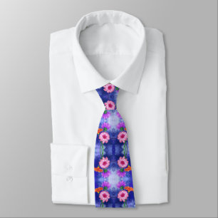 Three Color Gerberas Neck Tie Painting