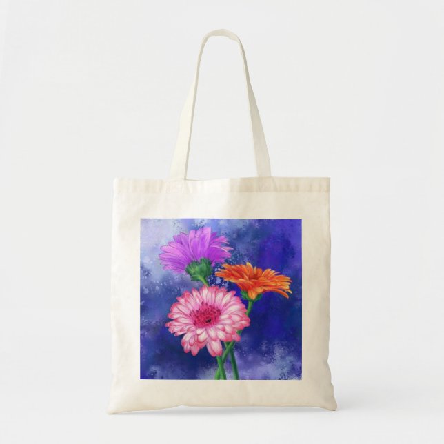 Three Color Gerberas Tote Bag (Front)