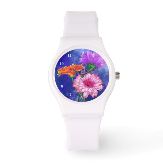 Three Color Gerberas Watch - Spring - Painting (Front)