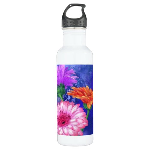 Three Color Gerberas Water Bottle Painting