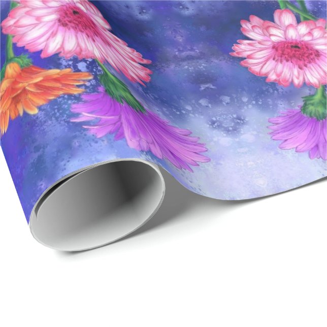 Three Color Gerberas Wrapping Paper (Roll Corner)