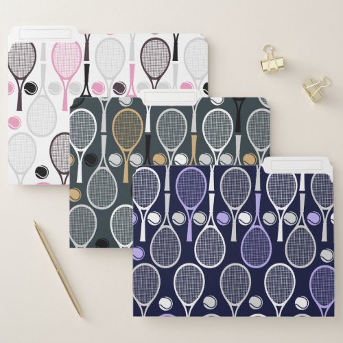 Three Color Tennis Pattern Sport Style Athletic File Folder