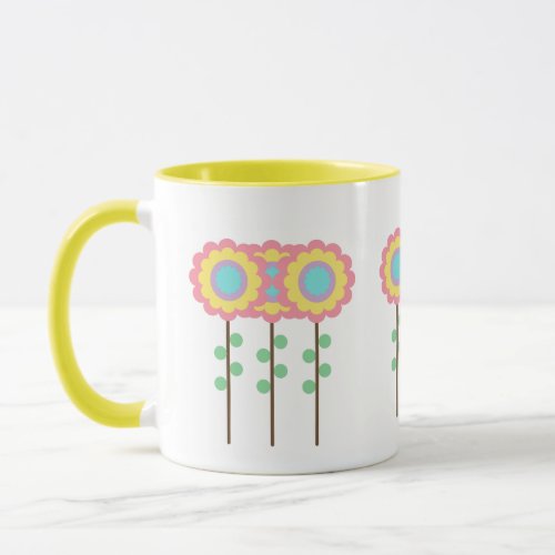 Three Colored Flowers Mug