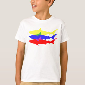 Three Colored Sharks T-Shirt