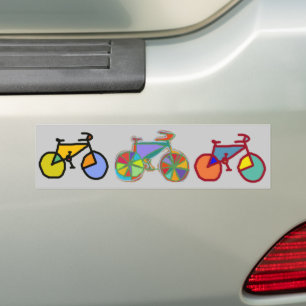 three colorful bikes bumper sticker