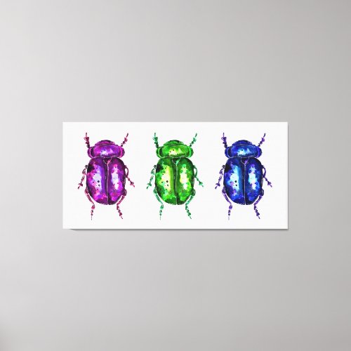 Three Colorful Bugs Canvas Print