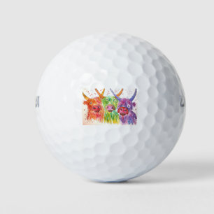 Three Colorful Cows Golf Balls