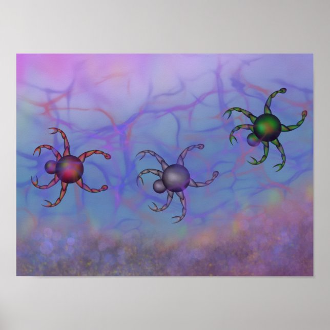 Three colorful crabs diving poster (Front)