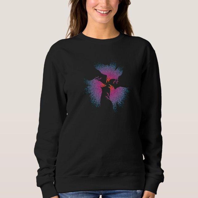 Three Colorful Crows Graphic Sweatshirt (Front)