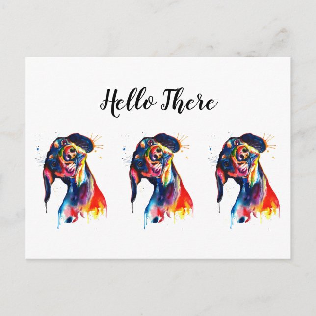 Three Colorful Dachshunds Postcard (Front)