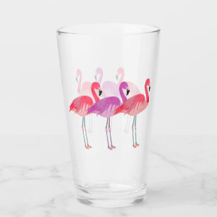 Three Colorful Flamingos Glass