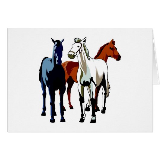 Three Colorful Horse Stand Tall Equine Theme Cards (Front Horizontal)