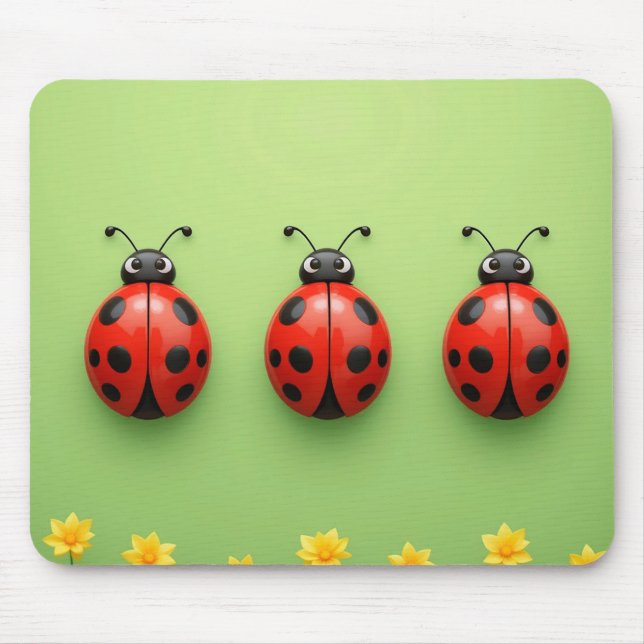 Three Colorful Ladybugs Mouse Pad (Front)
