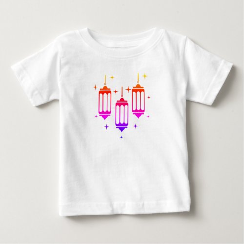Three Colorful Lanterns With Stars Baby T_Shirt