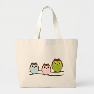 Three Colorful Owls Large Tote Bag