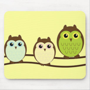 Three Colorful Owls Mouse Pad