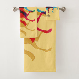 Three Colorful Prancing Horses Bath Towel Set