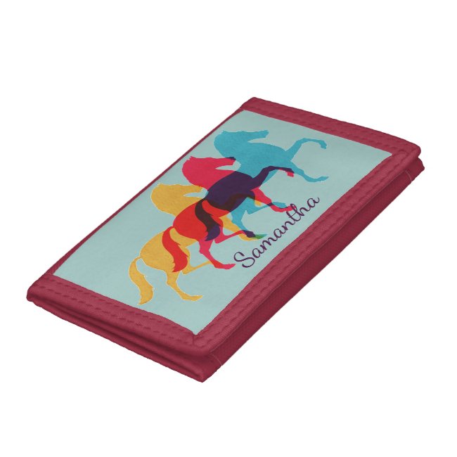 Three Colorful Prancing Horses Design Wallet
