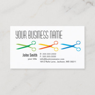 Three Colorful Scissors Hair Salon Business Card