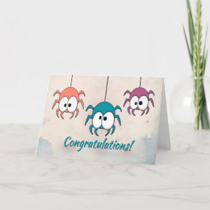 Three Colorful Spiders for Congratulation Card