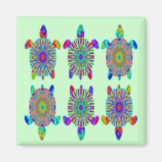 Three Colorful Turtles Magnets