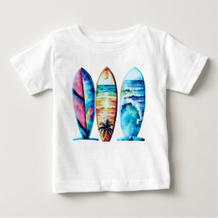 Three Colorful Watercolor Surfboards Baby T-Shirt
