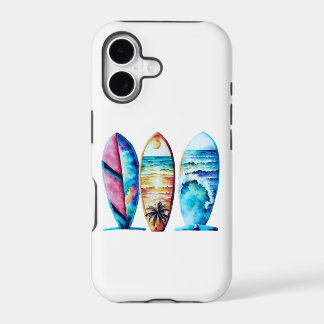 Three Colorful Watercolor Surfboards iPhone 17 Case
