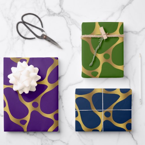 Three colors abstract giraffe pattern 2 wrapping paper sheets