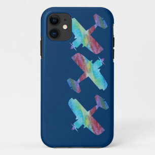 Three Colorwashed Biplanes iPhone 11 Case