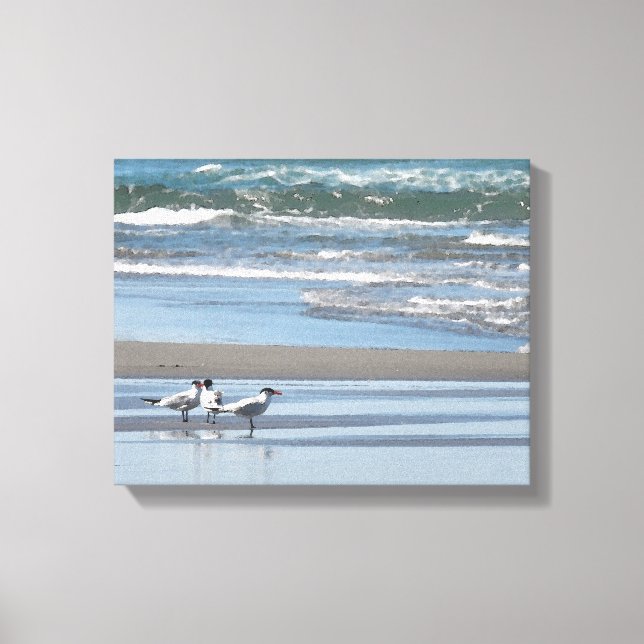 Three Common Terns Watercolor Wrapped Canvas (Front)