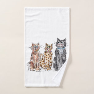 Three cool cats sketch hand towel