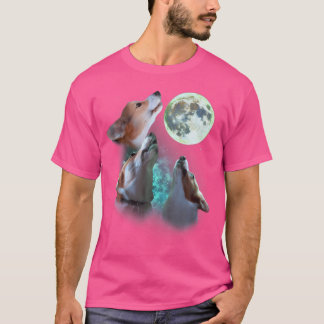 Three Corgis Howl At Moon 3 Wolfs Funny Wolves Par T-Shirt